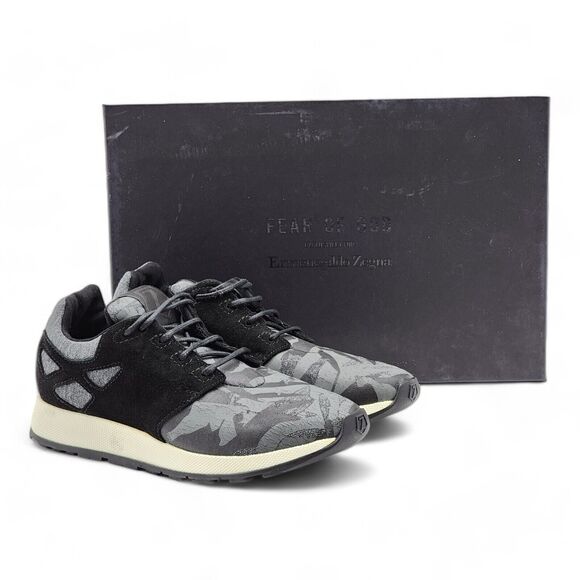 Z Zegna Casual Camouflage Racer Sneakers in Gray 7.5